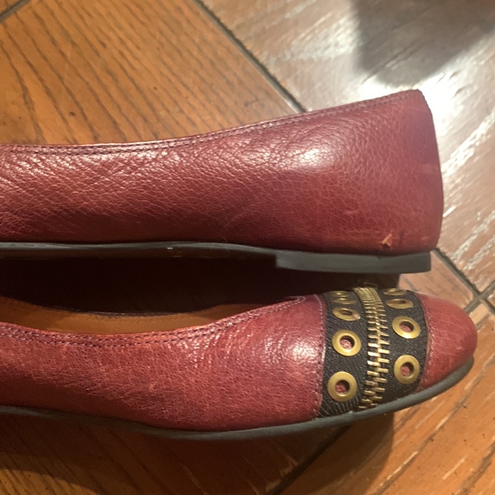 Marc by Marc Jacobs gold zipper detail accent brown leather flats 36 / 6 - Picture 6 of 13